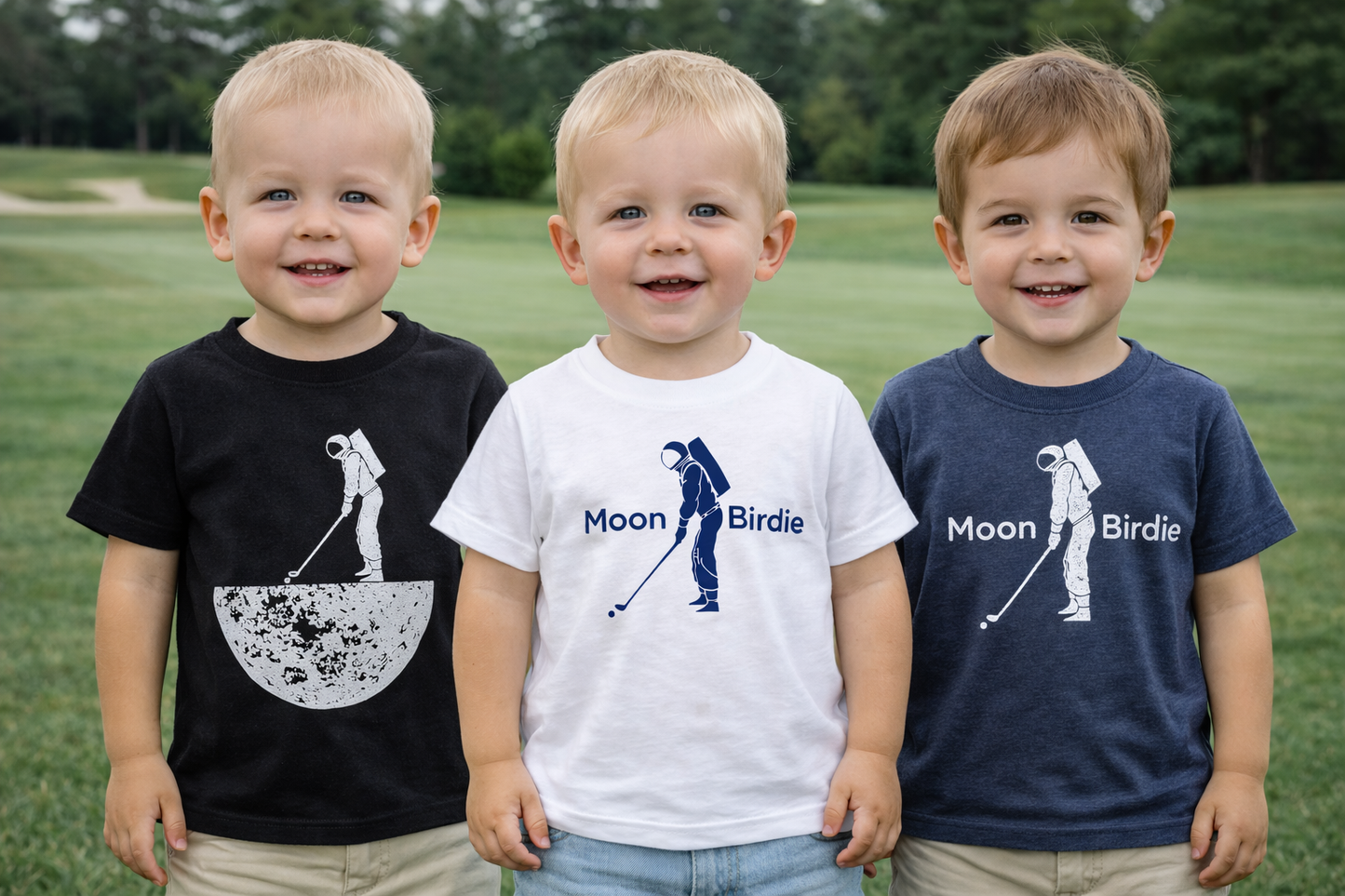Toddler Moon Birdie Logo Tee - Heather Navy