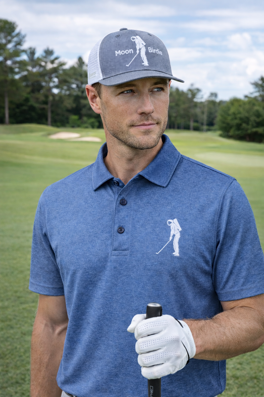 The Heather Polo - Heather Blue