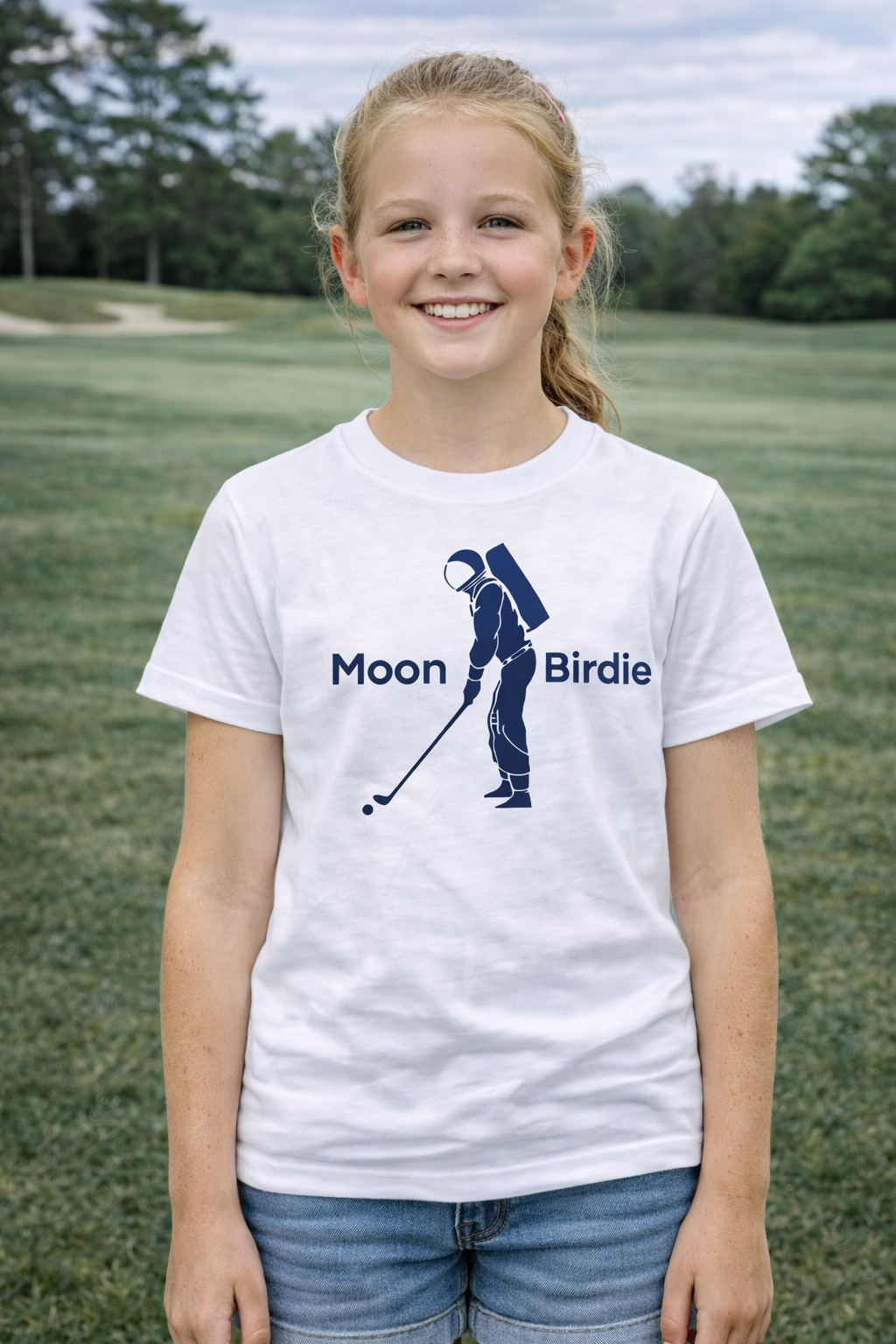 Youth Moon Birdie Logo Tee - White